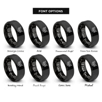 font options for inside engraving on black triple chevron rings