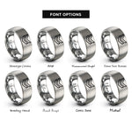 font options for inside engraving on silver triple chevron rings