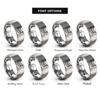 font options for inside engraving on silver triple chevron rings