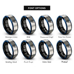 font options for inside engraving on black & blue & grey triple dart rings