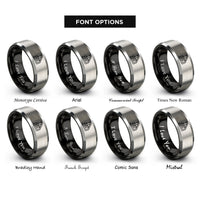 font options for inside engraving on black & grey triple pedal unit rings