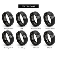 font options for inside engraving on black triple pedal unit rings