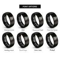 font options for inside engraving on black triple pedal unit rings