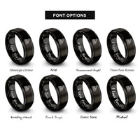 font options for inside engraving on black triple pedal unit rings