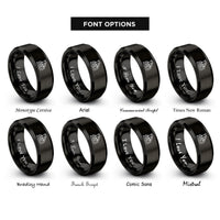 font options for inside engraving on black triple pedal unit rings
