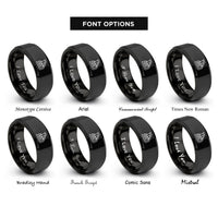 font options for inside engraving on black triple pedal unit rings