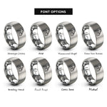 font options for inside engraving on silver triple pedal unit rings