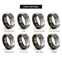 font options for inside engraving on gunmetal & grey triple pedal unit rings