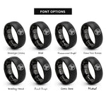 font options for inside engraving on black triple spiral circle rings