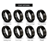 font options for inside engraving on black triple spiral circle rings