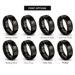 font options for inside engraving on black triple spiral circle rings
