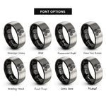 font options for inside engraving on black & gray triple spiral knot rings