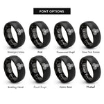 font options for inside engraving on black triple spiral knot rings