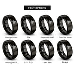 font options for inside engraving on black triple spiral knot rings