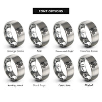 font options for inside engraving on silver triple spiral knot rings