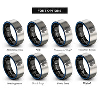 font options for inside engraving on black & blue & silver triple spiral triskele rings
