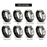 font options for inside engraving on black & grey triple spiral triskele rings