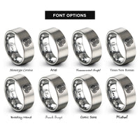 font options for inside engraving on silver triple spiral triskele rings