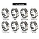 font options for inside engraving on gray triple spiral triskele rings