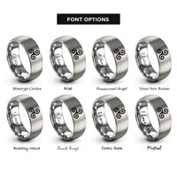 font options for inside engraving on gray triple spiral triskele rings