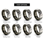 font options for inside engraving on gunmetal & gray triple spiral triskele rings