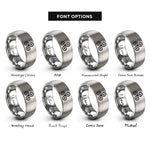 font options for inside engraving on grey triple swirl symbol rings