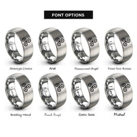 font options for inside engraving on grey triple swirl symbol rings