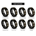 font options for inside engraving on gunmetal & black triple swirl symbol rings