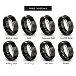 font options for inside engraving on black & grey triple triquetra interlocked rings