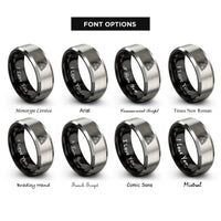 font options for inside engraving on black & grey triple triquetra interlocked rings