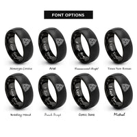 font options for inside engraving on black triple triquetra interlocked rings