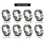 font options for inside engraving on silver triple triquetra interlocked rings