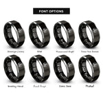 font options for inside engraving on black & grey triple triskele rings