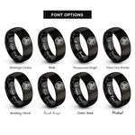 font options for inside engraving on black triple triskele rings