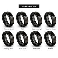 font options for inside engraving on black triple triskele rings