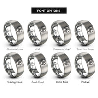 font options for inside engraving on grey triple triskele rings