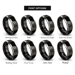 font options for inside engraving on black & gray triplet notes rings