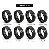 font options for inside engraving on black triplet notes rings