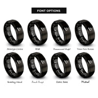 font options for inside engraving on black triplet notes rings