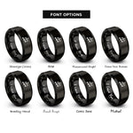 font options for inside engraving on black triplet notes rings