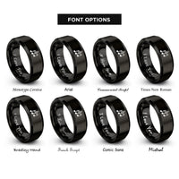 font options for inside engraving on black triplet notes rings