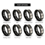 font options for inside engraving on black & silver tripod rings