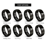 font options for inside engraving on black tripod rings