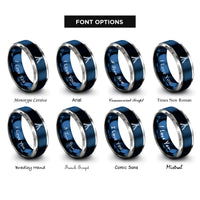 font options for inside engraving on blue & silver tripod rings
