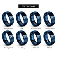 font options for inside engraving on blue tripod rings