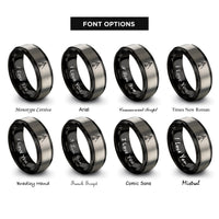font options for inside engraving on black & gray tripod pot rings