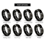 font options for inside engraving on black & grey tripod pot rings
