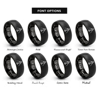font options for inside engraving on black tripod pot rings