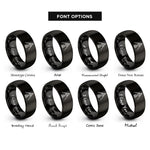 font options for inside engraving on black tripod pot rings