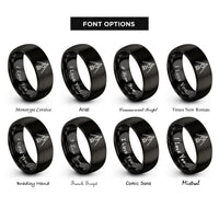 font options for inside engraving on black tripod pot rings